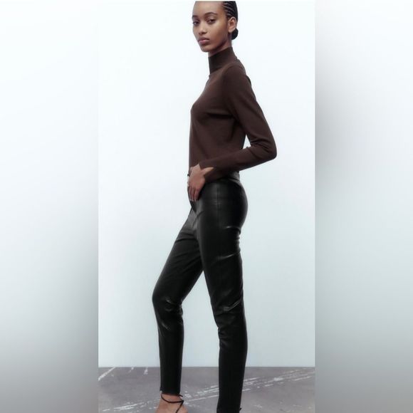 Zara Pants - ZARA ZIP HEM FAUX LEATHER LEGGINGS